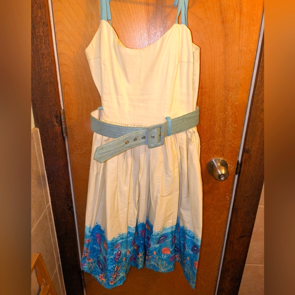 🍍Collectif Sea Life Dress with Blue Straps